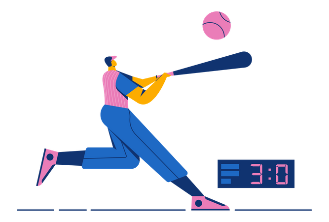 Baseball player hitting ball  Illustration