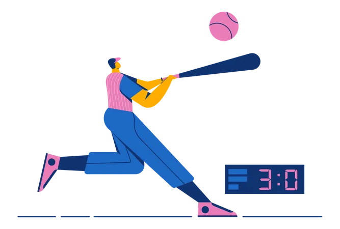 Baseball player hitting ball  Illustration