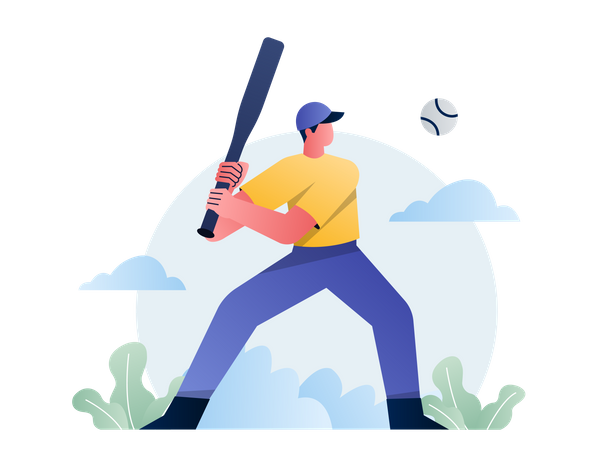 Baseball Player hitting ball  Illustration