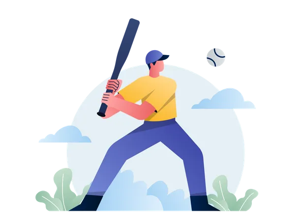 Baseball Player hitting ball  Illustration