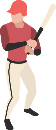 Baseball player hitting bat  イラスト