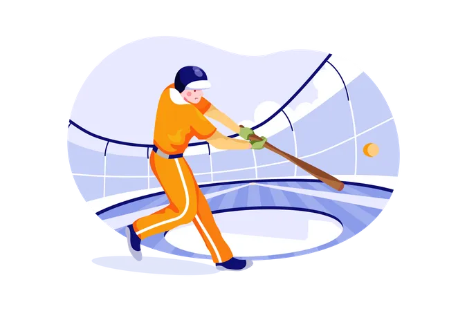 Baseball player hitting baseball  Illustration