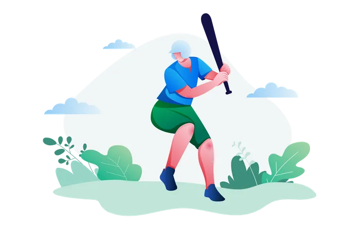 Baseball Player holding bat  Illustration