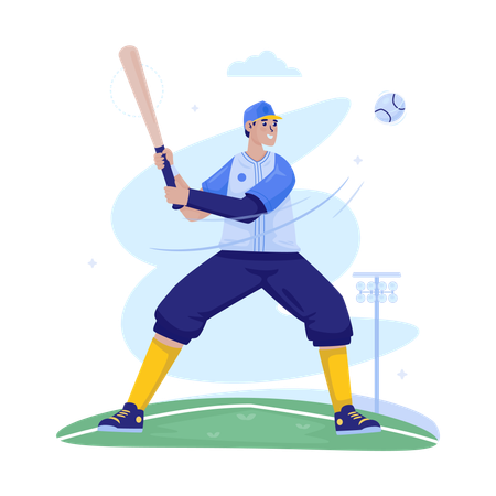 Baseball player playing baseball  Illustration