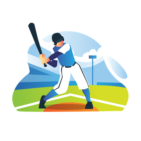 Baseball player playing baseball  Illustration