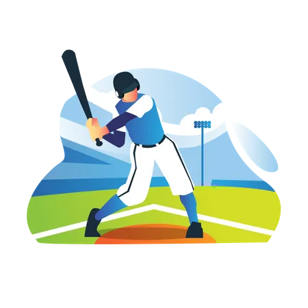 Baseball player playing baseball  Illustration