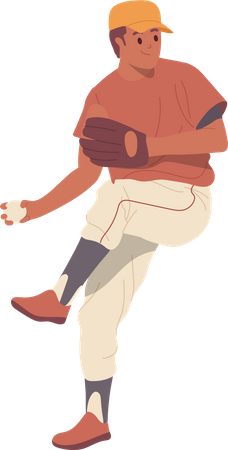 Baseball player wearing uniform and passing ball  イラスト