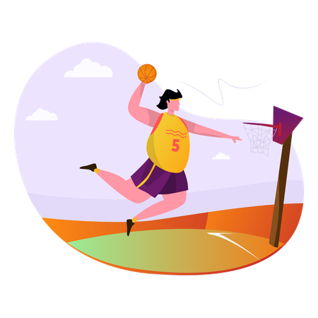 Basketball player playing basketball  Illustration