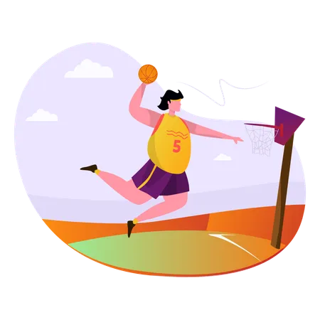 Basketball player playing basketball  Illustration