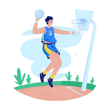 Basketball player playing basketball  Illustration