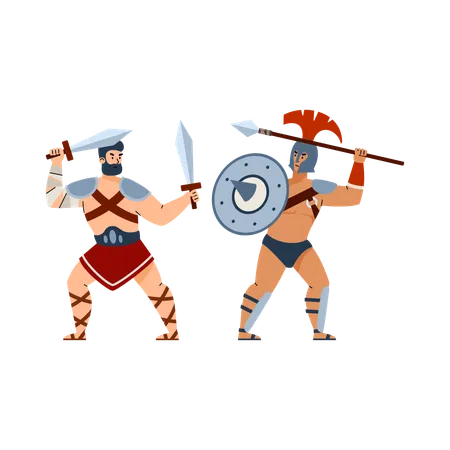 Bataille de gladiateurs grecs et romains antiques  Illustration