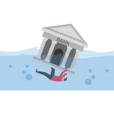 Noyade du bâtiment de la banque  Illustration