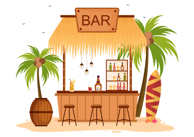 Beach Beer Bar  Illustration