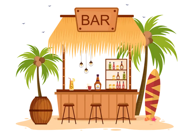 Beach Beer Bar  Illustration