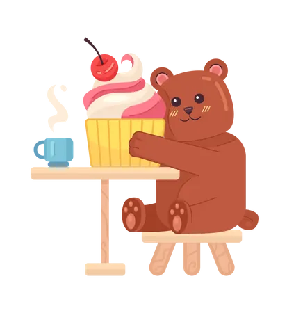 Bear eating ice cream  Illustration