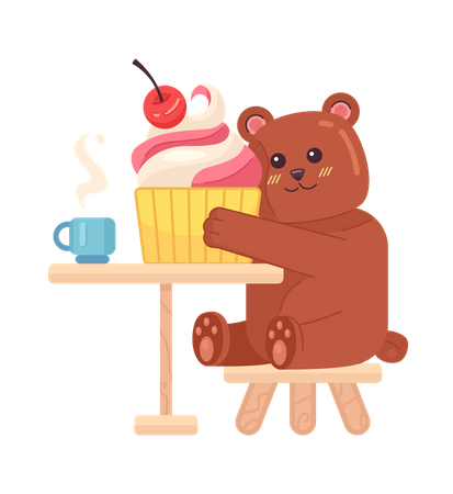 Bear eating ice cream  Illustration