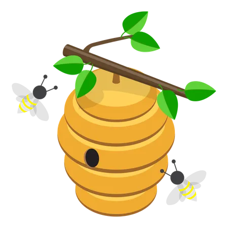 Beekeeping in garden  일러스트레이션