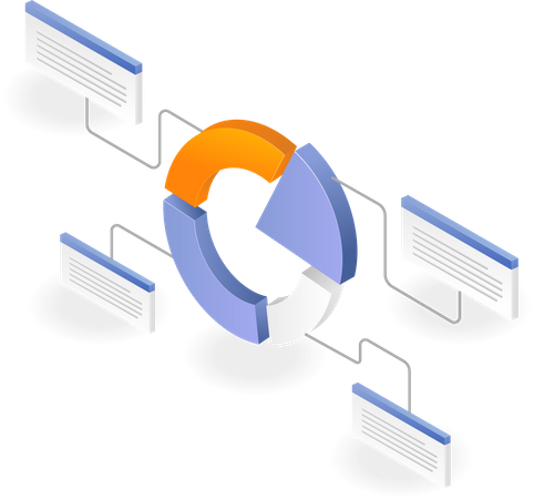 Beschreibung der Anwendung Kreisdiagramm Infografik  Illustration