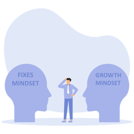 Big head human think growth mindset different fixed mindset concept  Illustration