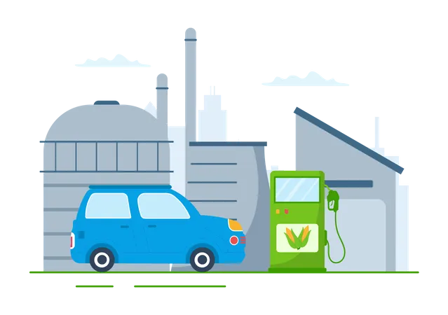 Biofuel with car  Illustration