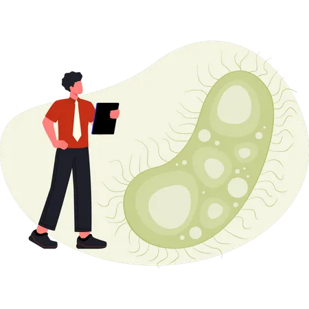 Biologist studies microorganisms  Illustration