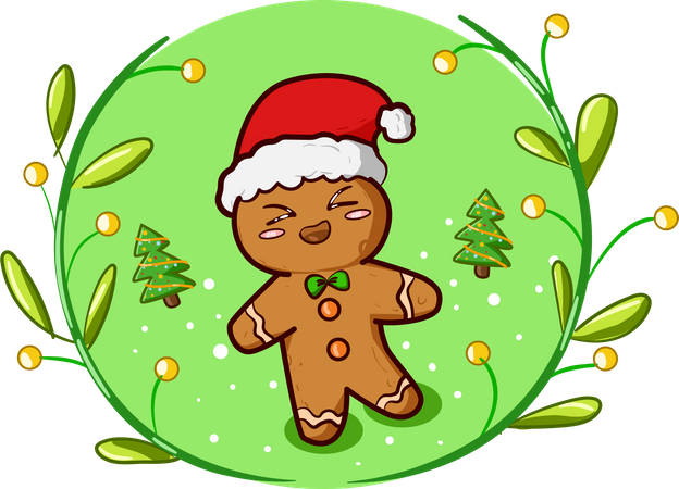 Biscuit with Christmas hat  Illustration