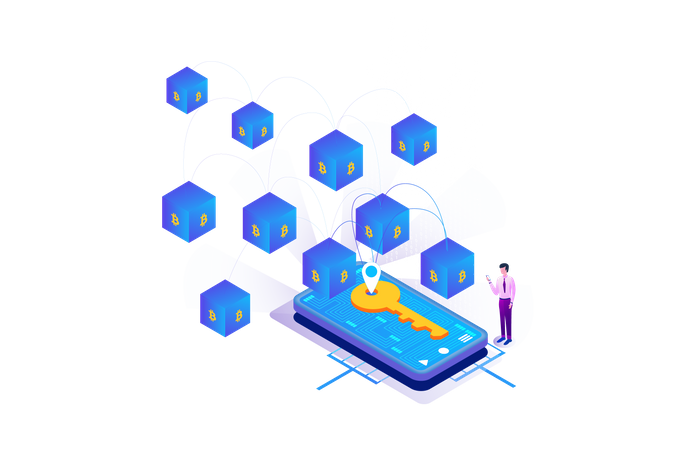 Bitcoin Blockchain Key  Illustration