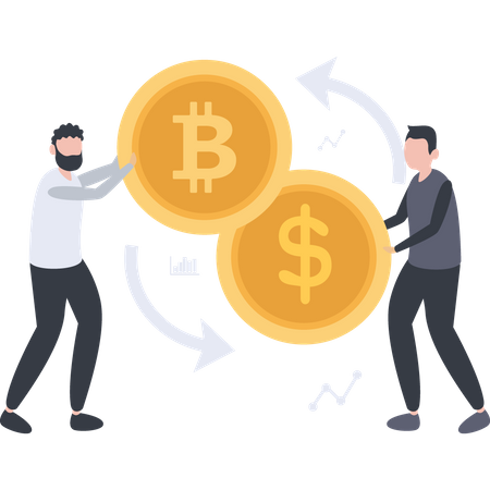 Bitcoin currency exchange  Illustration