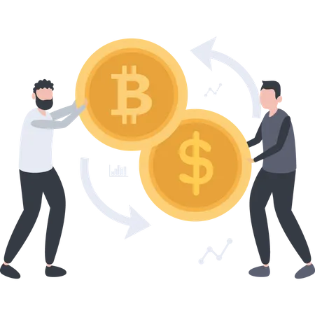 Bitcoin currency exchange  Illustration