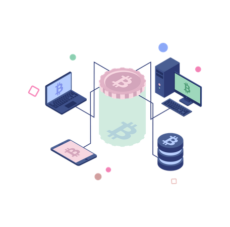 Bitcoin distributed network  Illustration