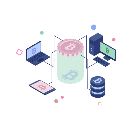 Bitcoin distributed network  Illustration