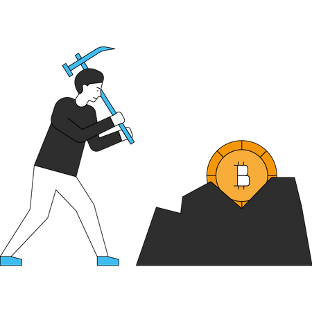 Extraction de Bitcoin par un garçon  Illustration