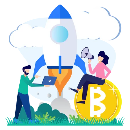 Bitcoin Startup  Illustration