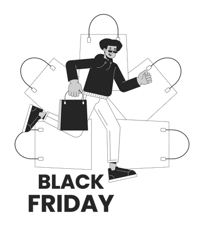 Varejo de sacolas de compras da Black Friday  Ilustração