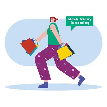 Acheteur des soldes du Black Friday  Illustration