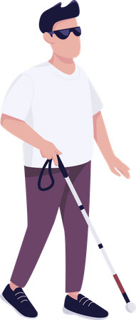 Blind man with walking cane  Illustration