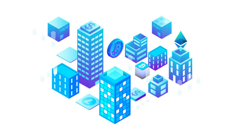 Blockchain Cryptocurrency Marketplace  Illustration