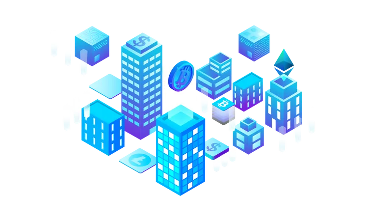 Blockchain Cryptocurrency Marketplace  Illustration