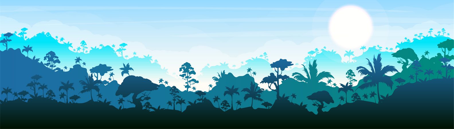 Blue forest scenery  일러스트레이션