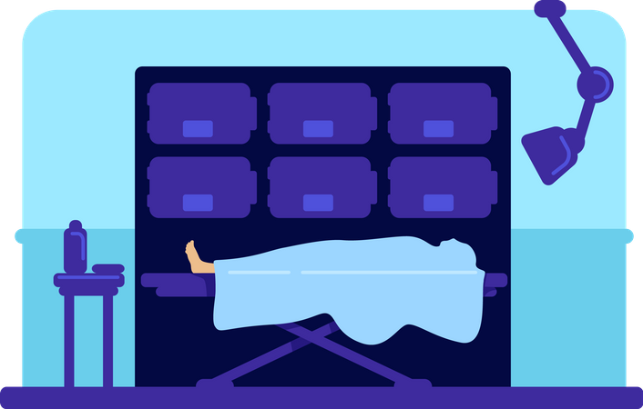 Body in hospital morgue  Illustration