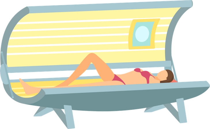 Body Wrap and Tanning in Solarium Parlor  Illustration