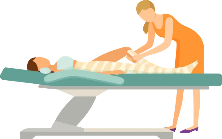 Body Wrap and Tanning in Solarium Parlor  Illustration