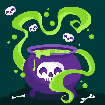 Boiled Halloween Pot  Illustration