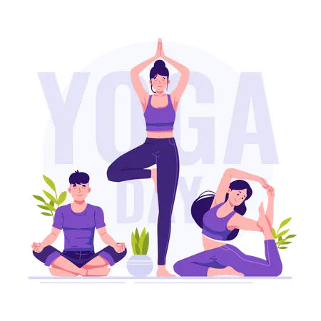 Bonne journée internationale du yoga  Illustration