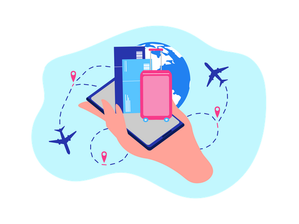 Booking Flight Tickets, Ordering Airline Company Online Services with Mobile Application  Illustration