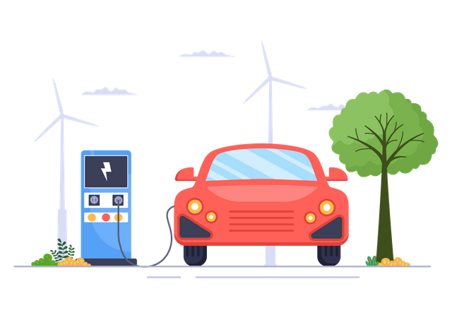 Borne de recharge pour voiture  Illustration