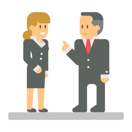 Boss Giving business advice to his woman employee  Illustration