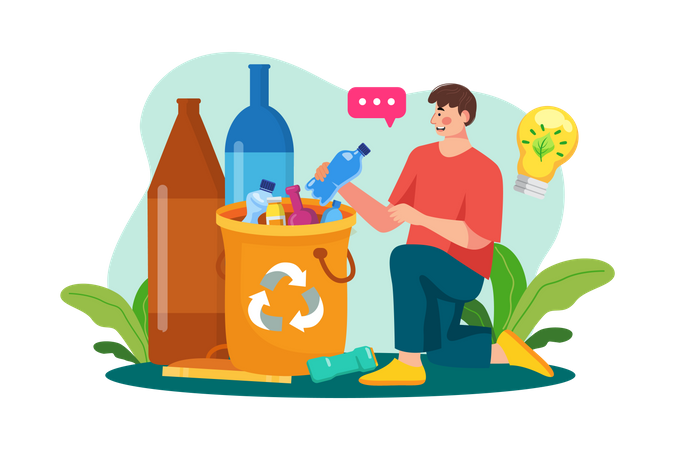 Bottle Waste Recycling  Illustration