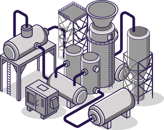 Bouteilles et canalisations de gaz industriels  Illustration