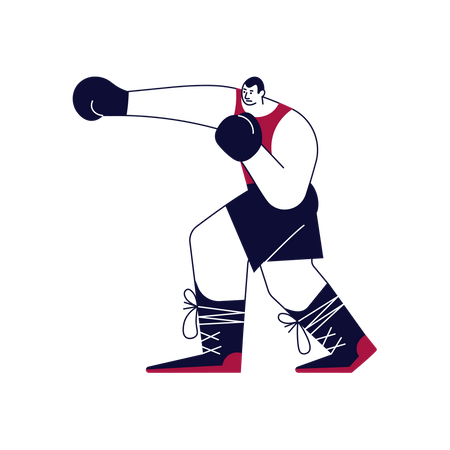 Boxer in boxing gloves strikes  Illustration